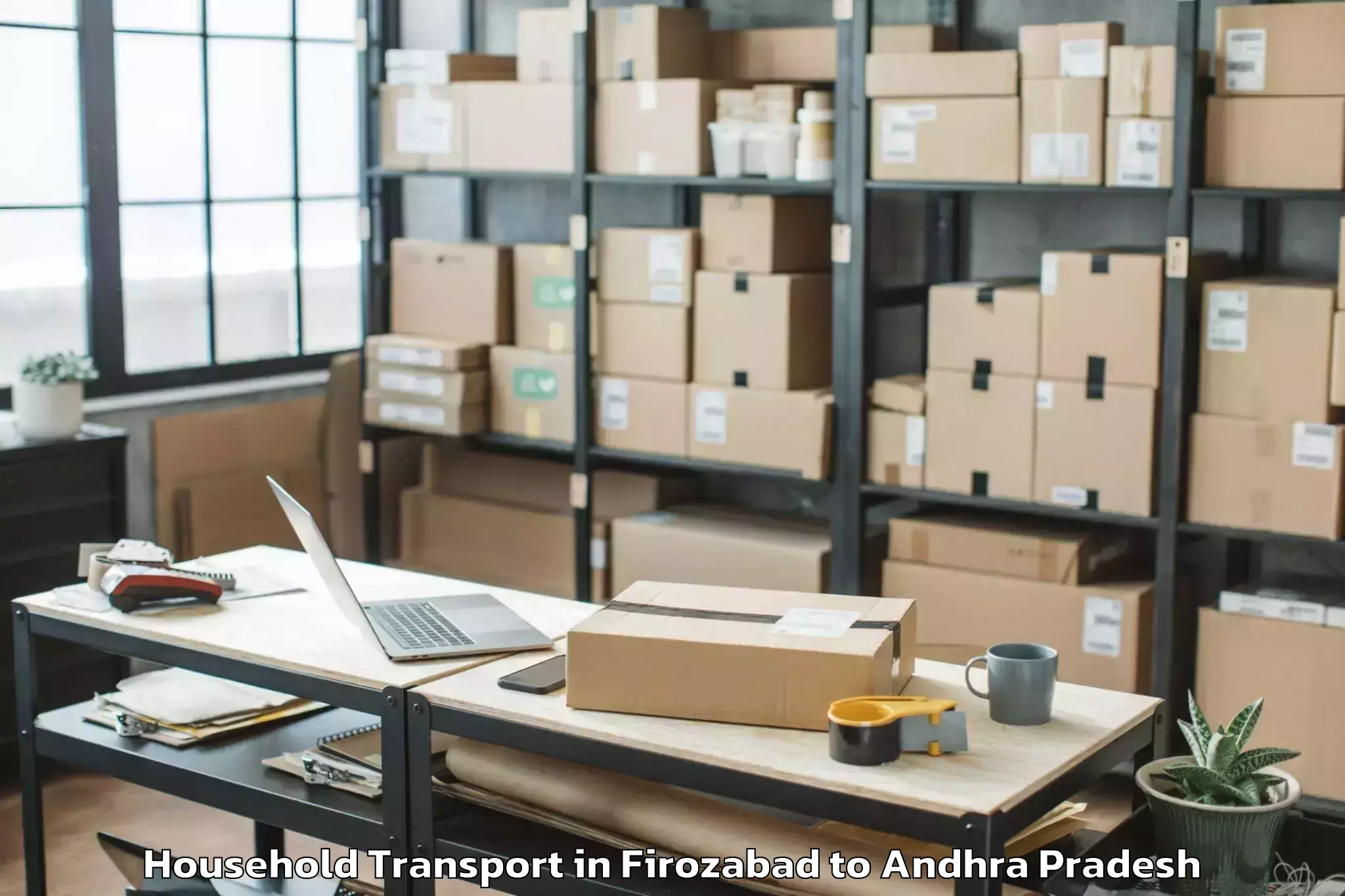 Top Firozabad to Rentachintala Household Transport Available